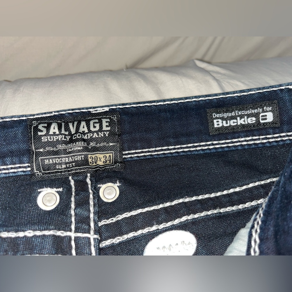 Salvage Dark Blue Boot Cut Jeans - Picture 3 of 6